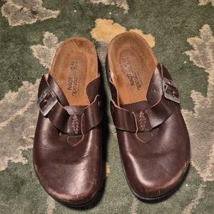 Grateful Dead Naot Brown Leather Slip-On Clogs
